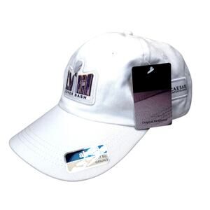 Womens Super Bowl LVIII Las Vegas Ahead Casuals NFL White Strapback Hat NEW‎